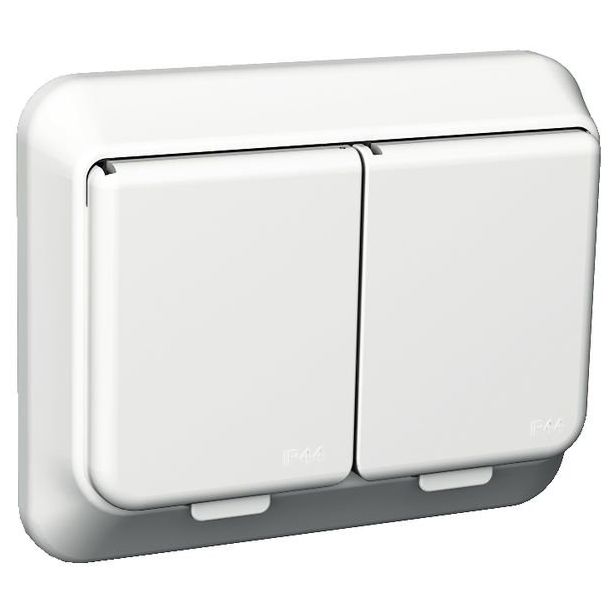Pistorasia Schneider Electric Exxact DIY, 2-osainen, sisältää peitelevyn, IP44, ruuviliitos, valkoinen