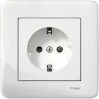 Pistorasia Schneider Electric Exxact, 1-osainen, maadoitettu, ruuviliitos, valkoinen