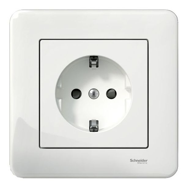 Pistorasia Schneider Electric Exxact, 1-osainen, maadoitettu, ruuviliitos, valkoinen