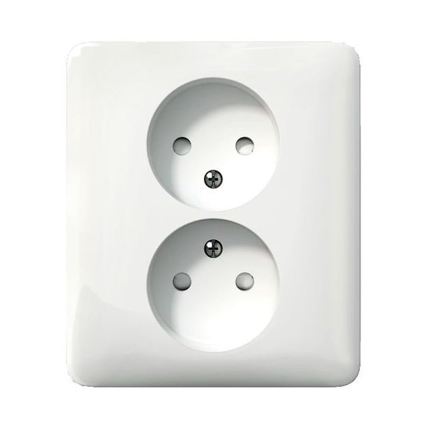 Pistorasia Schneider Electric Exxact, 2-osainen, peitelevyllä, maadoittamaton, ruuviliitos, valkoinen