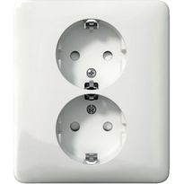 Pistorasia Schneider Electric Exxact, 2-osainen, peitelevyllä, ruuviliitos, valkoinen