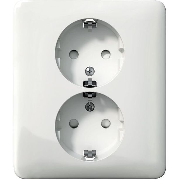 Pistorasia Schneider Electric Exxact, 2-osainen, peitelevyllä, ruuviliitos, valkoinen