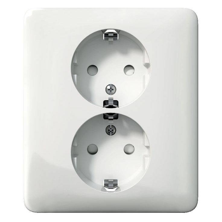 Pistorasia Schneider Electric Exxact, 2-osainen, peitelevyllä, ruuviliitos, valkoinen