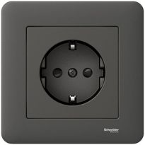 Pistorasia Schneider Electric Exxact, 1-osainen, maadoitettu, ruuviliitos, antrasiitti