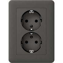 Pistorasia Schneider Electric Exxact, 2-osainen, keskiölevyllä, ruuviliitos, antrasiitti