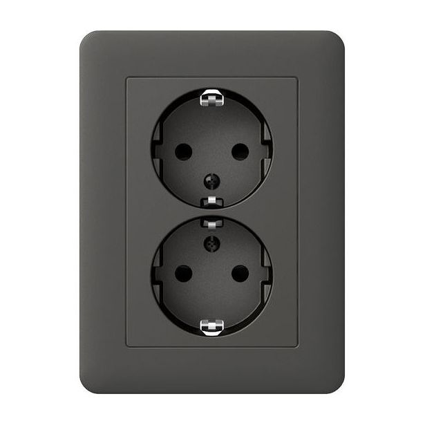 Pistorasia Schneider Electric Exxact, 2-osainen, keskiölevyllä, ruuviliitos, antrasiitti