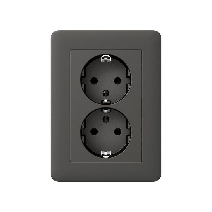 Pistorasia Schneider Electric Exxact, 2-osainen, keskiölevyllä, ruuviliitos, antrasiitti