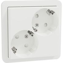 Pistorasia Schneider Electric Exxact DIY, 2-osainen, 16A, IP21, vino, ruuviliitos, valkoinen