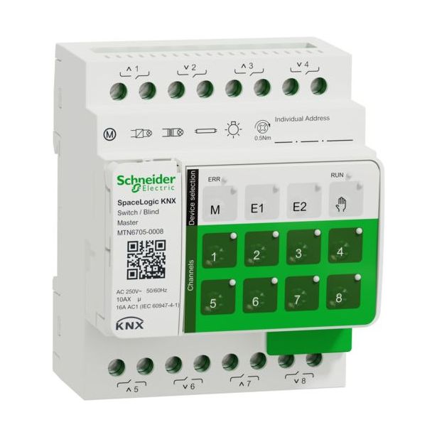 Lähtöyksikkökytkin Schneider Electric SpaceLogic KNX Mas 8-kanavainen 16A DIN