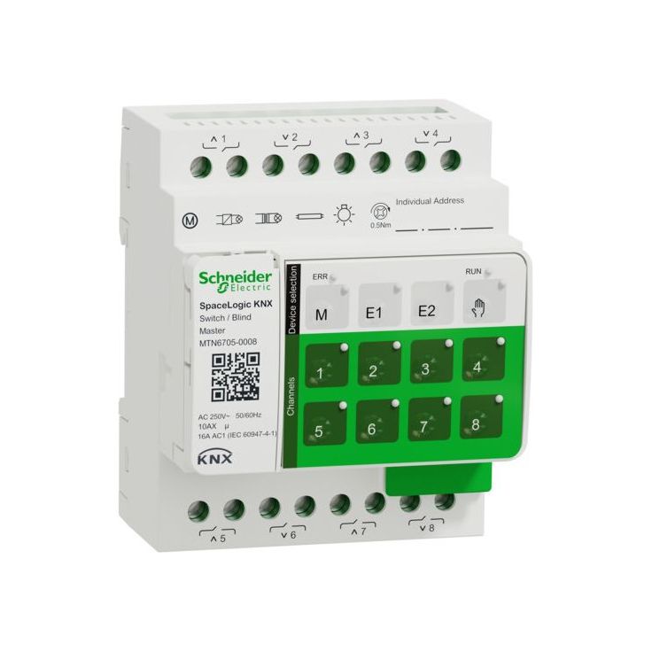 Lähtöyksikkökytkin Schneider Electric SpaceLogic KNX Mas 8-kanavainen 16A DIN