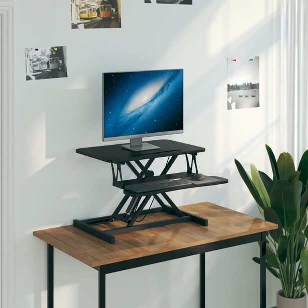 Säädettävä työpiste 60x40x(13-41,5) cm teräs ja tekninen puu musta