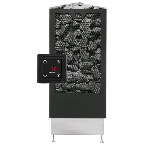 Sähkökiuas Mondex Aura E2, 9kW, 8-15m3, erillinen ohjaus, musta