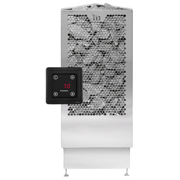 Sähkökiuas Mondex Aura E2, 6.6kW, 6-9m3, erillinen ohjaus, rst