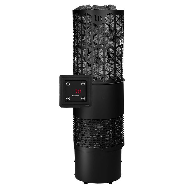 Sähkökiuas Mondex Kaira E2, 6.6kW, 6-9m3, erillinen ohjaus, musta