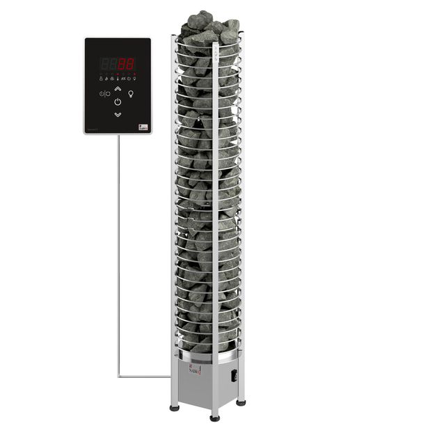 Sähkökiuas SAWO Tower Round Ni2, 3,5kW (3-6m³), erillinen ohjauskeskus