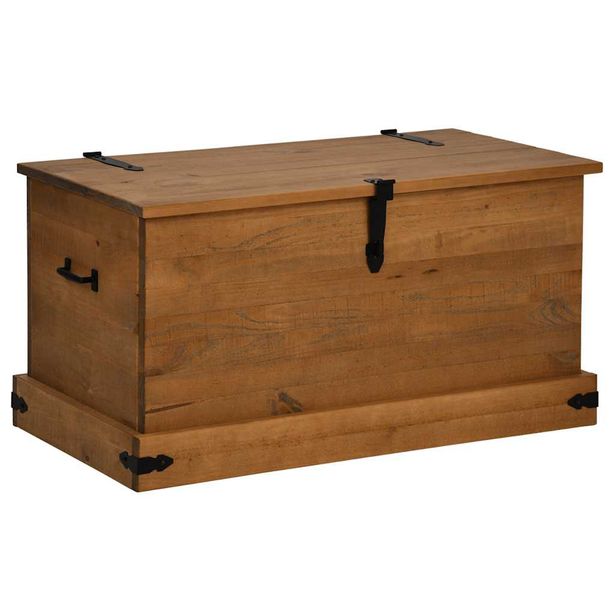 Säilytysarkku HALDEN 91x48x47 cm Massiivipuumänty (18401)