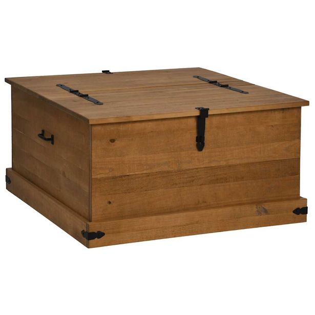 Säilytysarkku HALDEN 91x91x47 cm Massiivipuumänty (18405)