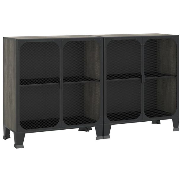Säilytyskaapit 2 kpl harmaa 72x36x82 cm metalli ja MDF (95970)