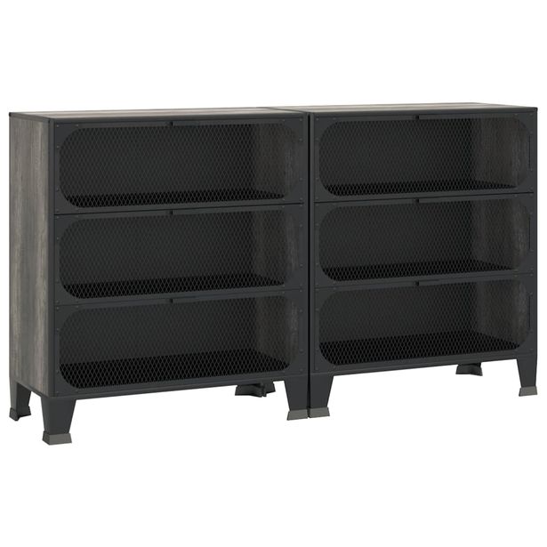 Säilytyskaapit 2 kpl harmaa 72x36x82 cm metalli ja MDF (95972)