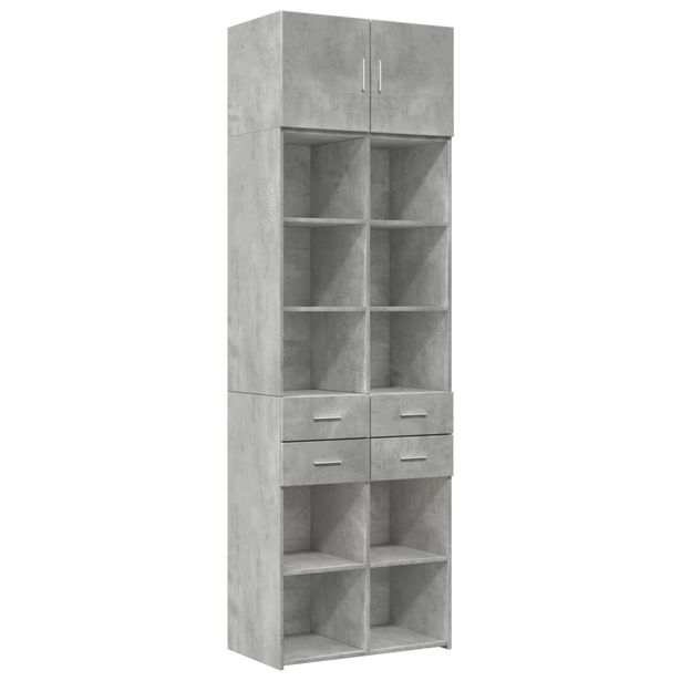 Säilytyskaappi betoninharmaa 70x42,5x225 cm tekninen puu (81339)
