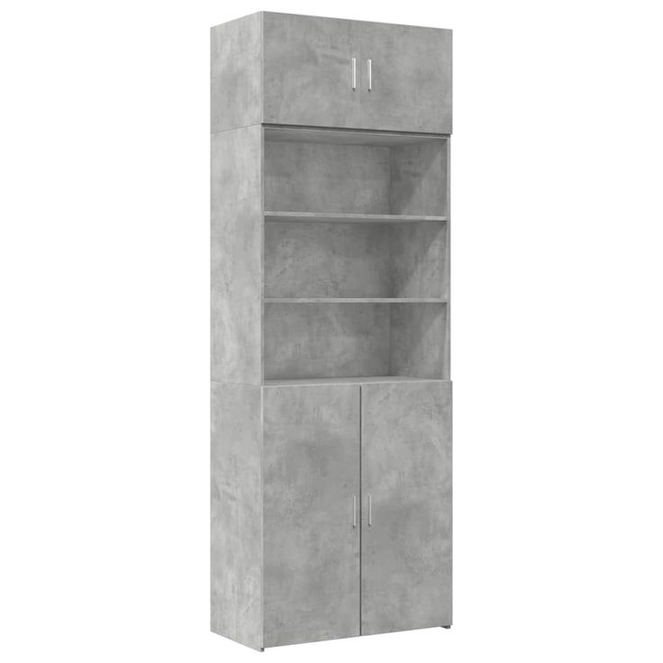 Säilytyskaappi betoninharmaa 80x42,5x225 cm tekninen puu (81346)