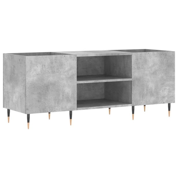 Säilytyskaappi LP-levyille betoninharmaa 121x38x48 cm puu (31672)