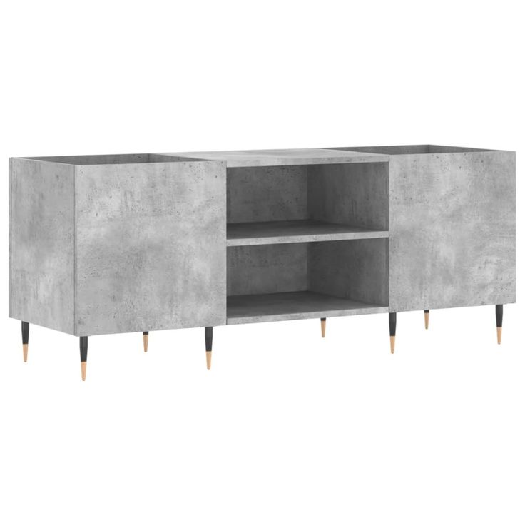 Säilytyskaappi LP-levyille betoninharmaa 121x38x48 cm puu (31672)