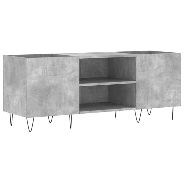 Säilytyskaappi LP-levyille betoninharmaa 121x38x48 cm puu (31680)