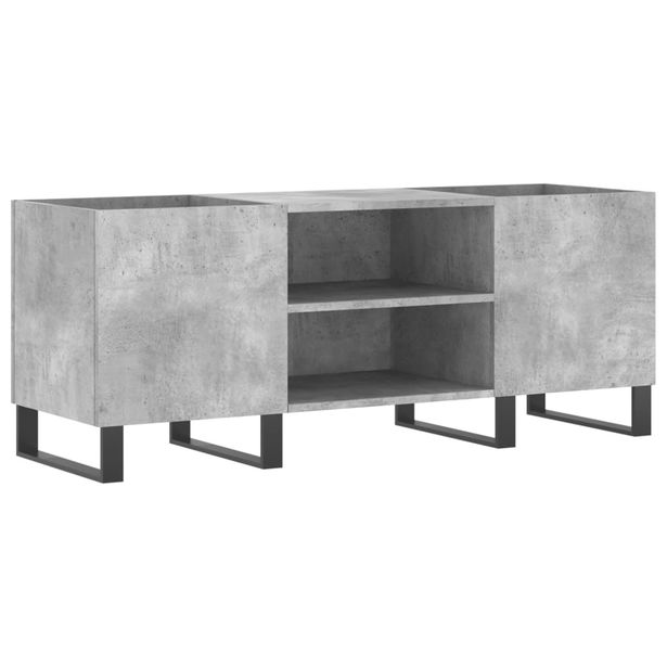 Säilytyskaappi LP-levyille betoninharmaa 121x38x48 cm puu (31688)