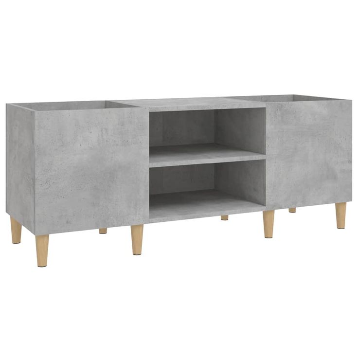 Säilytyskaappi LP-levyille betoninharmaa 121x38x48 cm puu (31929)