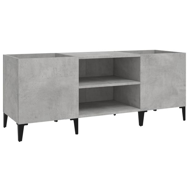 Säilytyskaappi LP-levyille betoninharmaa 121x38x48 cm puu (31937)