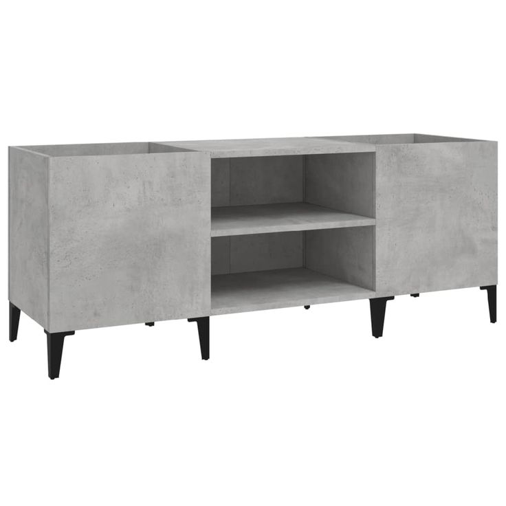 Säilytyskaappi LP-levyille betoninharmaa 121x38x48 cm puu (31937)