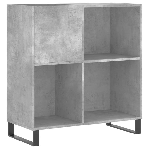 Säilytyskaappi LP-levyille betoninharmaa 84,5x38x89 cm puu (31784)