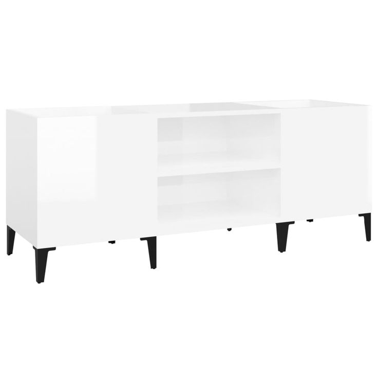 Säilytyskaappi LP-levyille korkeakiilto valk. 121x38x48 cm puu (31935)