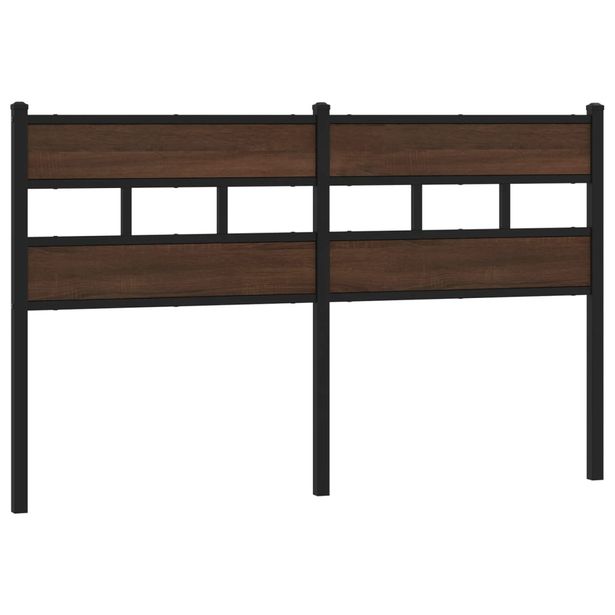 Sängynpääty ruskea tammi 135 cm teräs ja tekninen puu (17183)