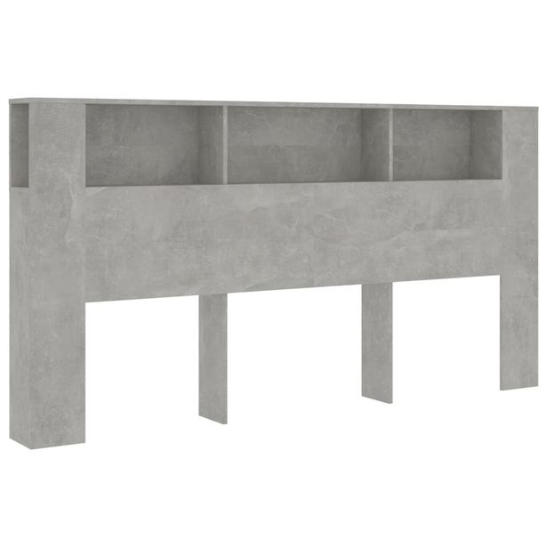 Sängynpääty säilytystilalla betoninharmaa 200x18,5x104,5 cm (11956)