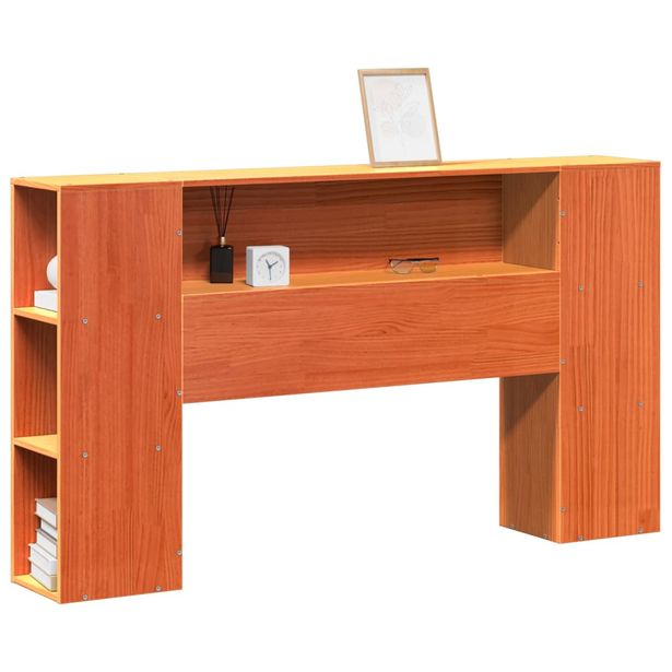 Sängynpääty säilytystilalla vahanruskea 120 cm täysi mänty (55638)