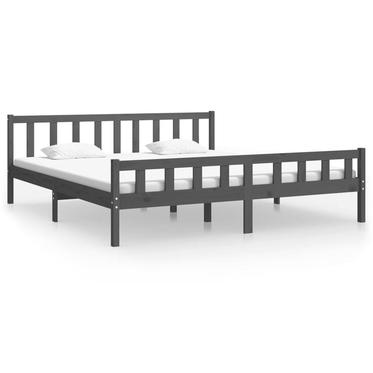 Sängynrunko harmaa täysi mänty 180x200 cm Super King (10696)