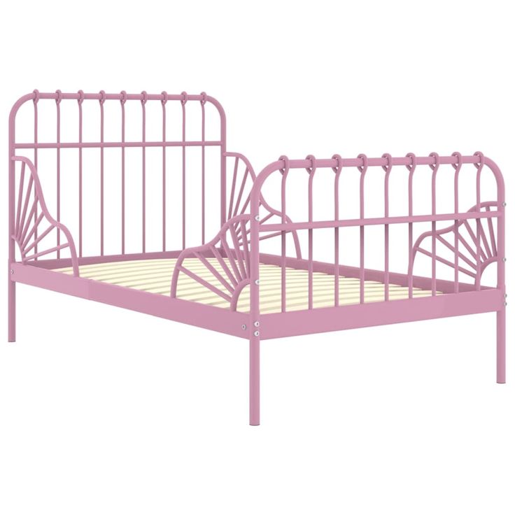 Sängynrunko jatkettava pinkki metalli 80x130/200 cm (24743)