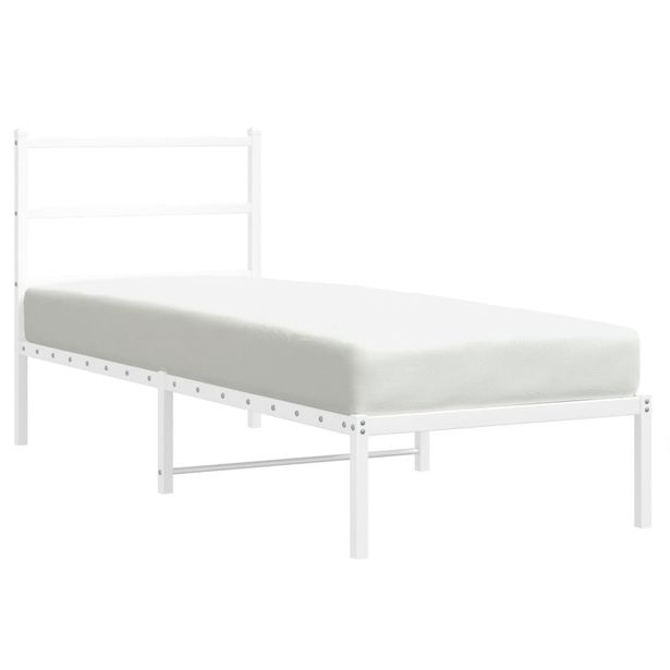 Sängynrunko metalli ilman patjaa päätylevy valkoinen 75x190 cm (55404)