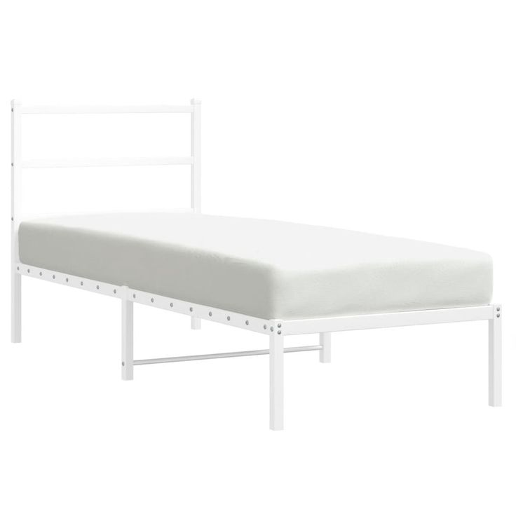 Sängynrunko metalli ilman patjaa päätylevy valkoinen 75x190 cm (55404)