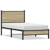 Sängynrunko metalli ilman patjaa Sonoma-tammi 90x190 cm (07860)