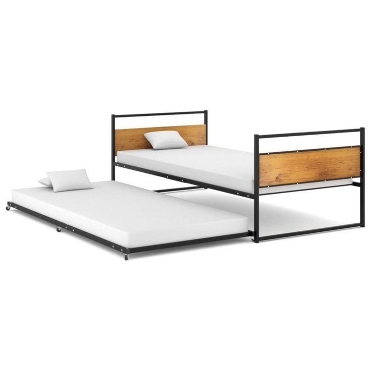 sängynrunko Ulosvedettävä musta metalli 90x200 cm (24748)