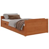 Sängynrunko vetolaatikoilla, täysi mänty 90x200 cm, eri värejä (15098)