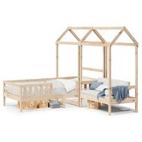 Sänky- ja penkkisarja katoksella, täysi mänty, eri kokoja ja värejä (38358)