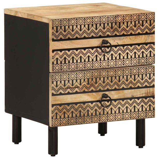 Sänkykaapit 2 kpl Musta 40x33,5x46 cm Massiivipuuta Mango (18627)