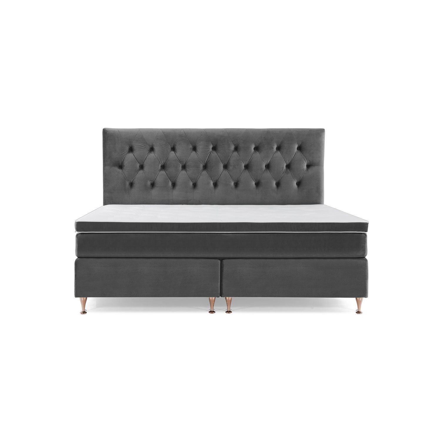 Sänkypaketti Berg & Strand Royal Velvet 210x210 ilman sängynpäätyä/matalat rosejalat/tummanharmaa