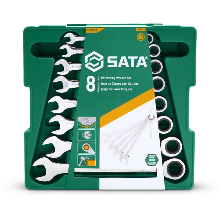 Kiintoräikkälenkkiavainsarja Sata 8-19mm, 8 osaa, rasiassa