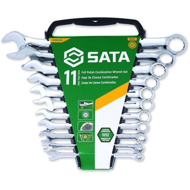 Kiintolenkkiavainsarja Sata 8-22mm, 11 osaa, telineessä