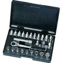 Hylsysarja Sata PassThru 1/4&quot;, 3.5-9mm, 25 osaa, rasiassa